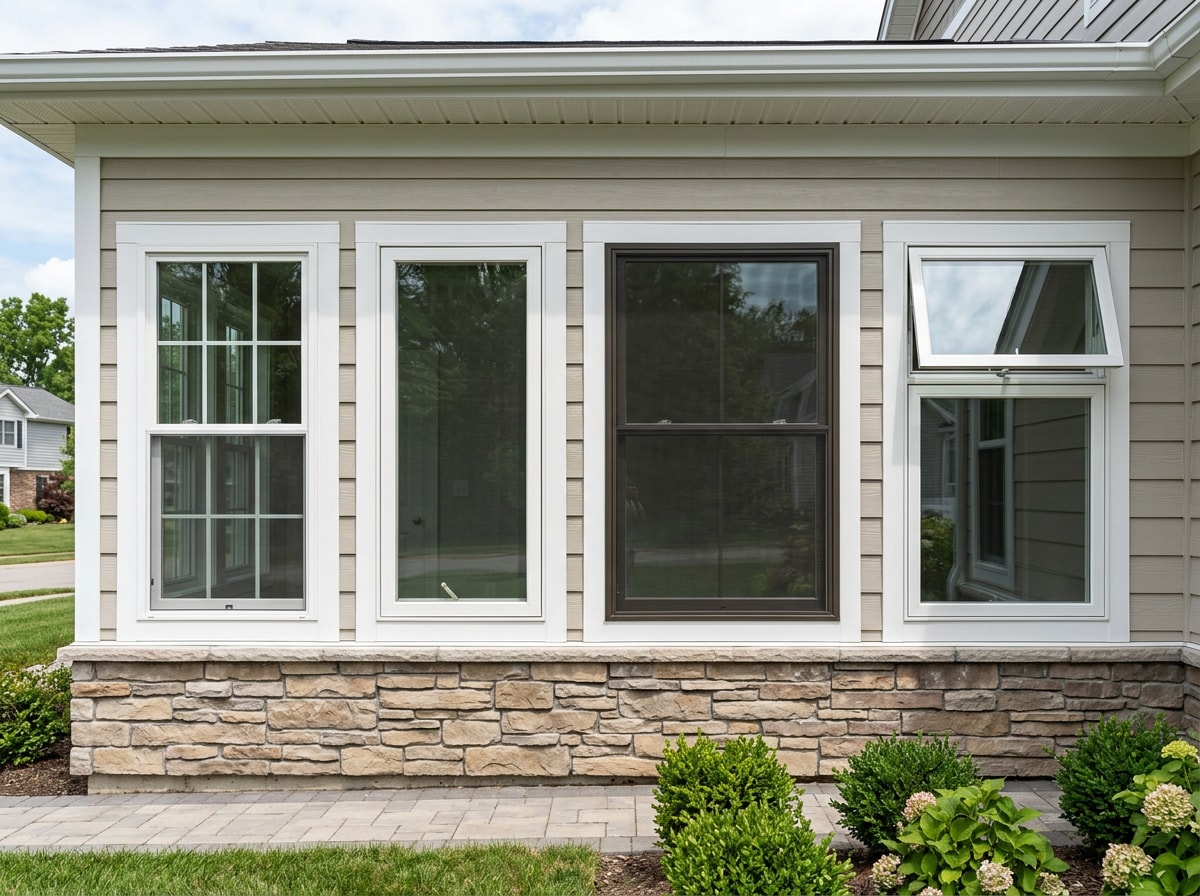 Gallery of window styles including casement and double-hung windows on Athens-area homes