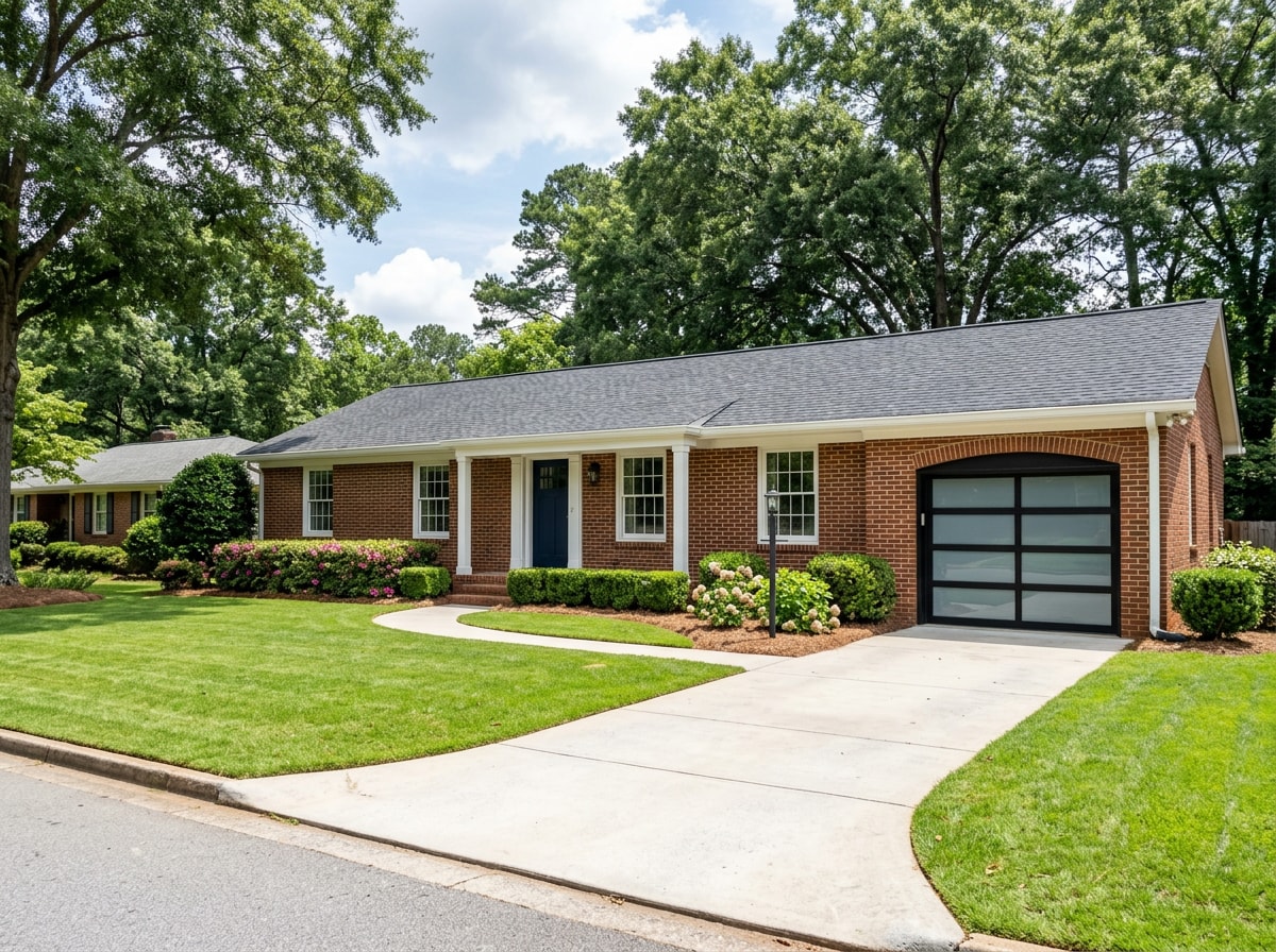 Installed glass garage door on a home in the Conyers, Georgia area