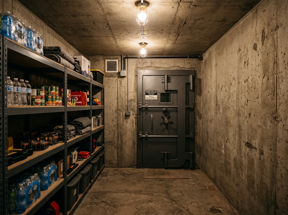 Reinforced vault room in a Georgia home doubling as a tornado storm shelter