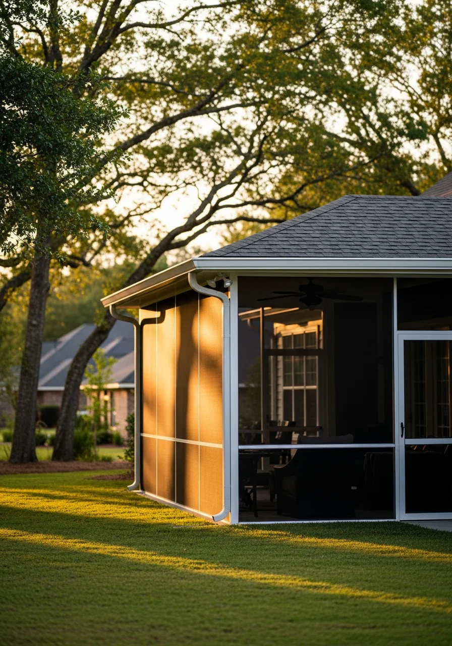 Aluminum patio cover and screen enclosure on residential property in Bold Springs, GA