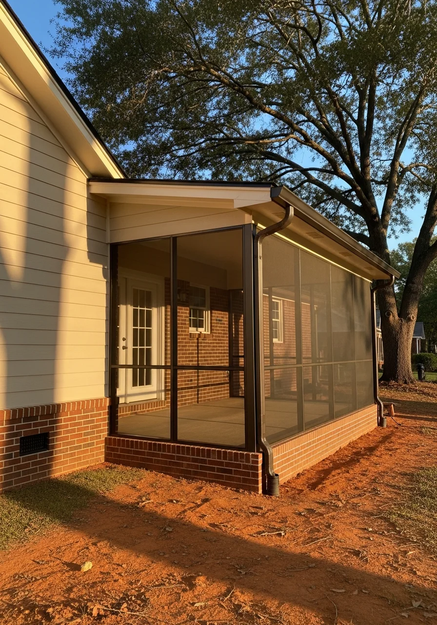 Custom screen room installation on residential home in Conyers area