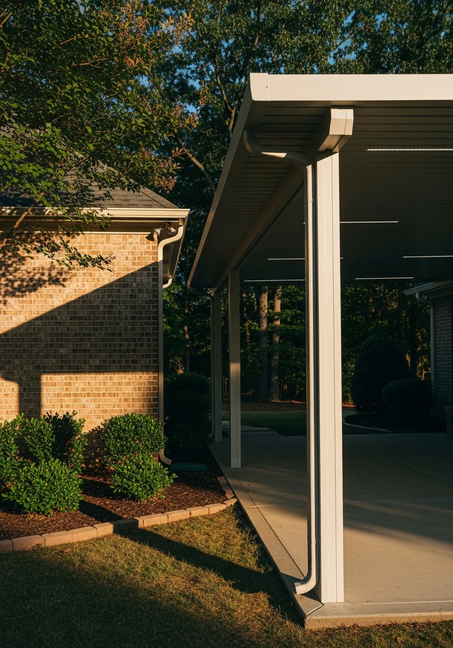Custom aluminum patio cover with shade structure in Loganville residential neighborhood