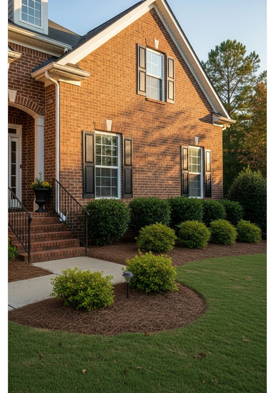 Typical Rockdale County home with brick exterior, landscaped yard, and residential driveway.